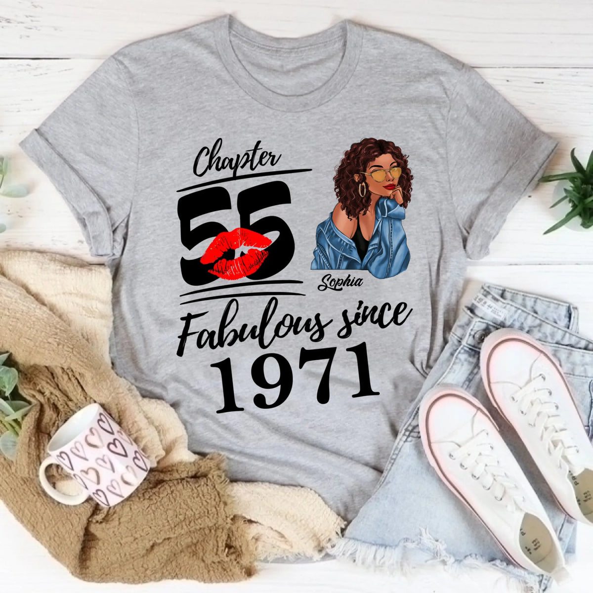 Chapter 55, Fabulous Since 1971 55th Birthday Unique T Shirt For Woman, Custom Birthday Shirt, Her Gifts For 55 Years Old , Turning 55 Birthday Cotton Shirt