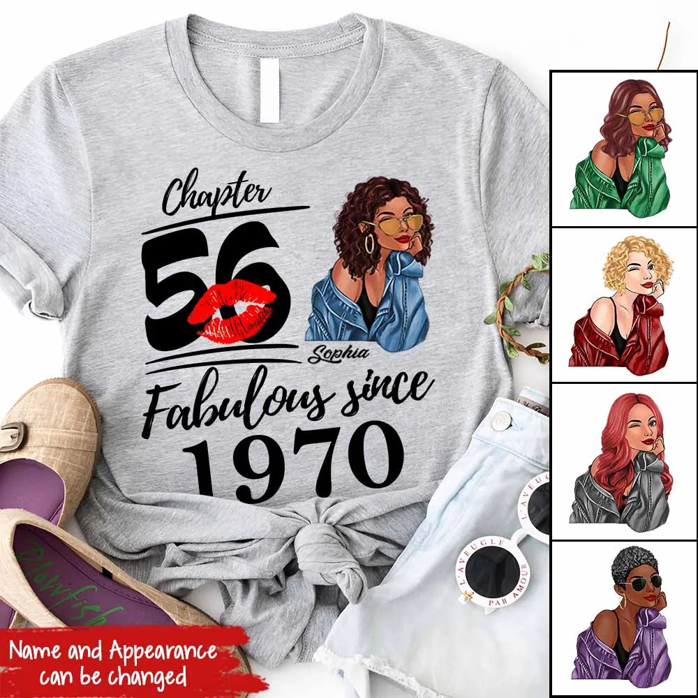 Chapter 56, Fabulous Since 1970 56th Birthday Unique T Shirt For Woman, Custom Birthday Shirt, Her Gifts For 56 Years Old , Turning 56 Birthday Cotton Shirt