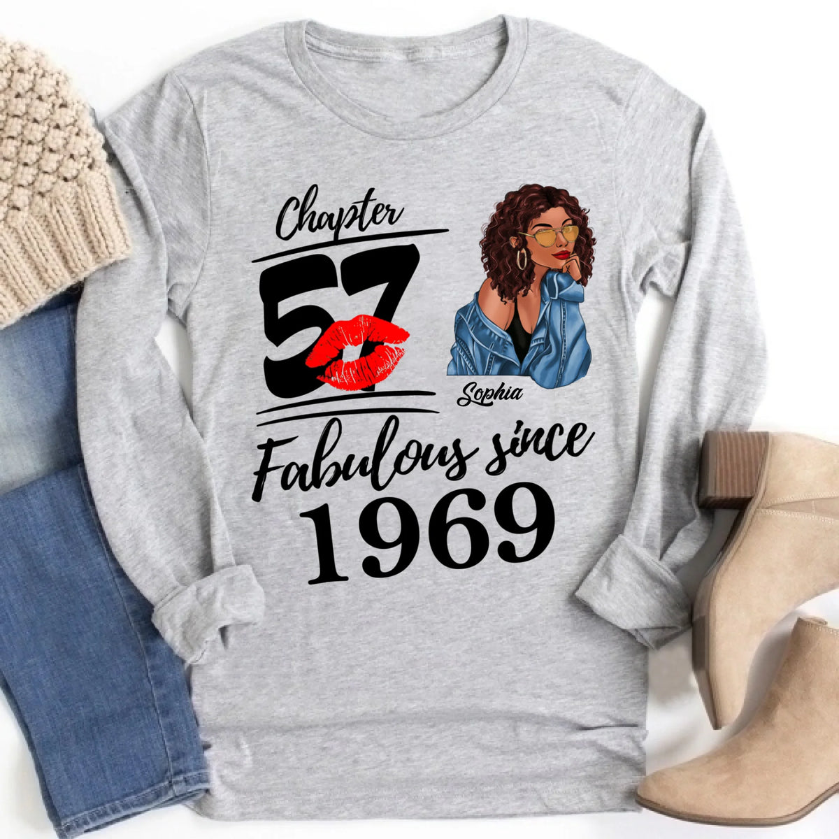 Chapter 57, Fabulous Since 1969 57th Birthday Unique T Shirt For Woman, Custom Birthday Shirt, Her Gifts For 57 Years Old , Turning 57 Birthday Cotton Shirt