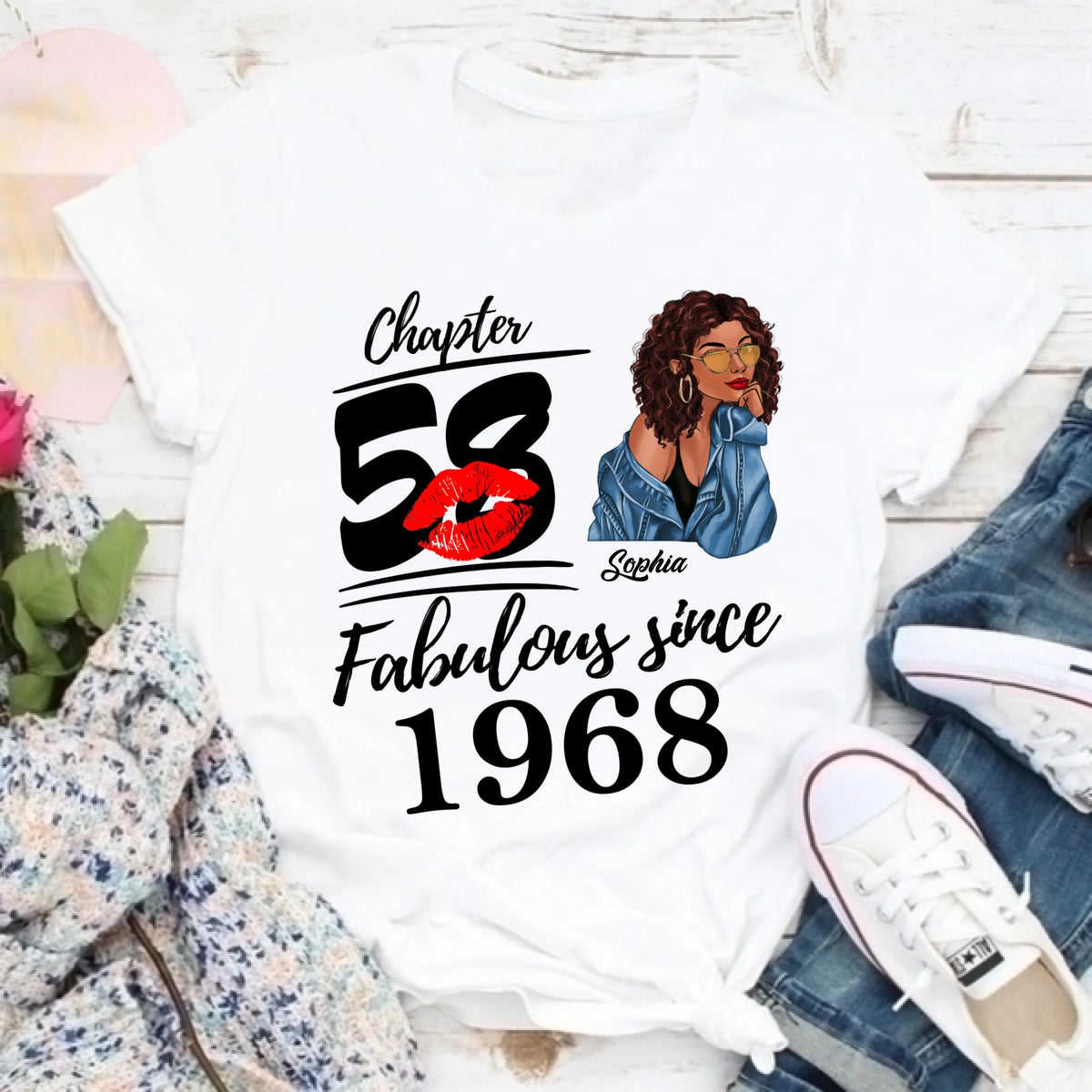 Chapter 58, Fabulous Since 1968 58th Birthday Unique T Shirt For Woman, Custom Birthday Shirt, Her Gifts For 58 Years Old , Turning 58 Birthday Cotton Shirt