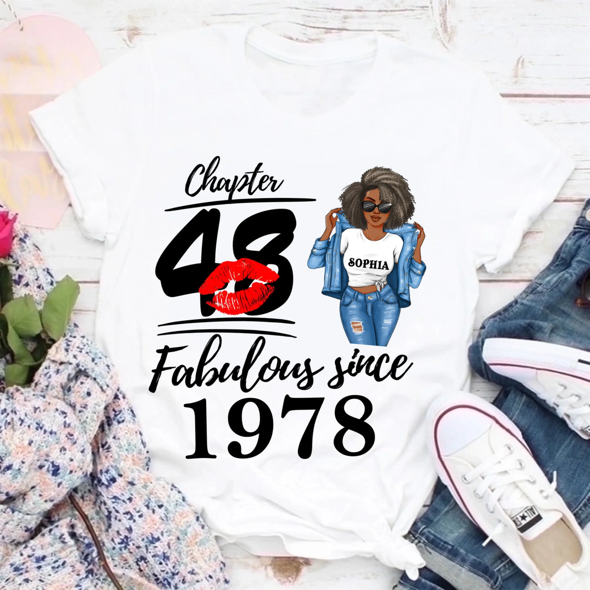 Chapter 48, Fabulous Since 1977 48 Birthday Unique T Shirt For Woman, Custom Birthday Shirt, Her Gifts For 48 Years Old , Turning 48 Birthday Cotton Shirt