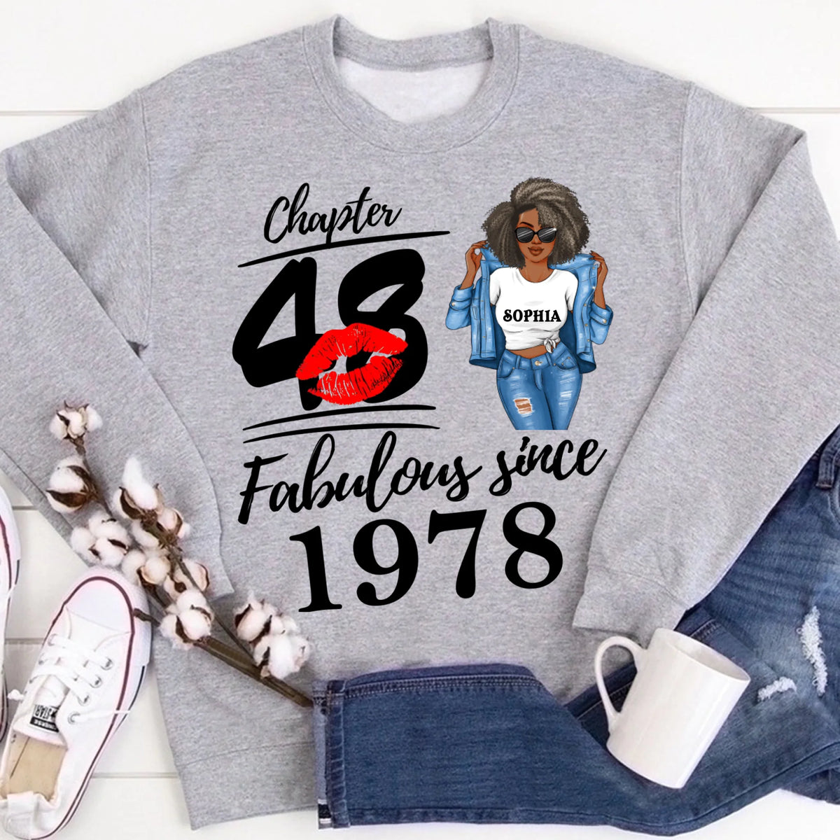Chapter 48, Fabulous Since 1977 48 Birthday Unique T Shirt For Woman, Custom Birthday Shirt, Her Gifts For 48 Years Old , Turning 48 Birthday Cotton Shirt