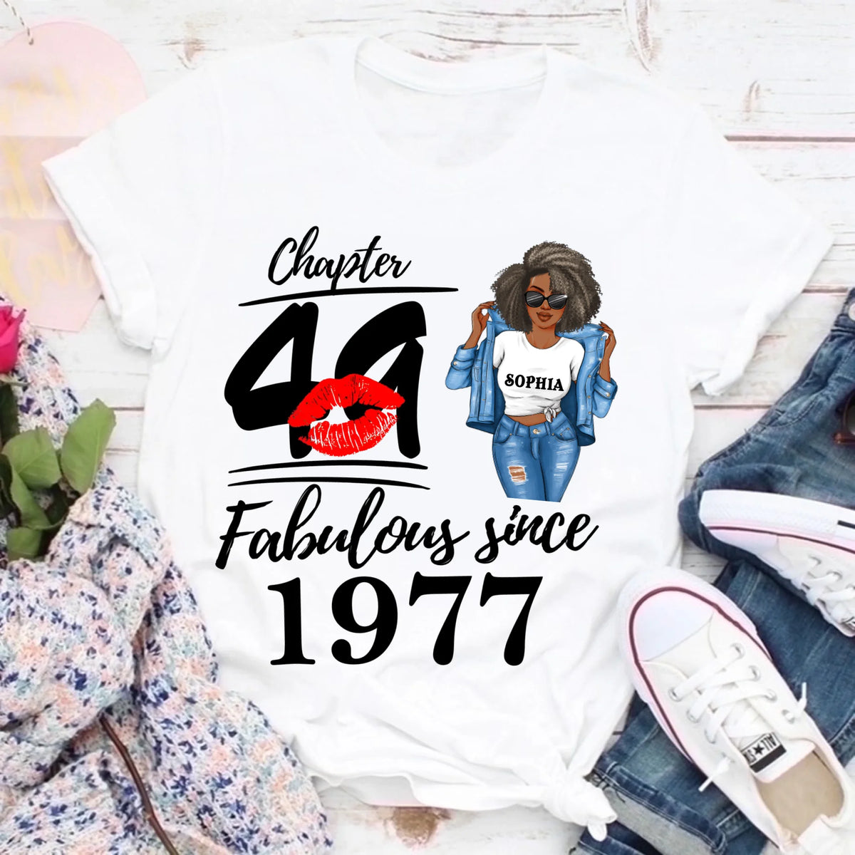 Chapter 49, Fabulous Since 1976 49 Birthday Unique T Shirt For Woman, Custom Birthday Shirt, Her Gifts For 49 Years Old , Turning 49 Birthday Cotton Shirt