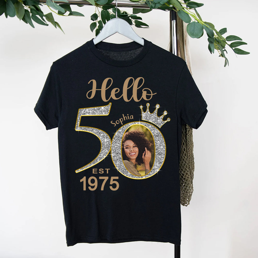 Custom Face Photo 50&#39;s Birthday Shirt, 50th Birthday Unique T Shirt For Woman, Custom Birthday Shirt, Her Gifts For 50 Years Old, Custom Picture Tee, Personalized Birthday Shirt-YPT-HCT