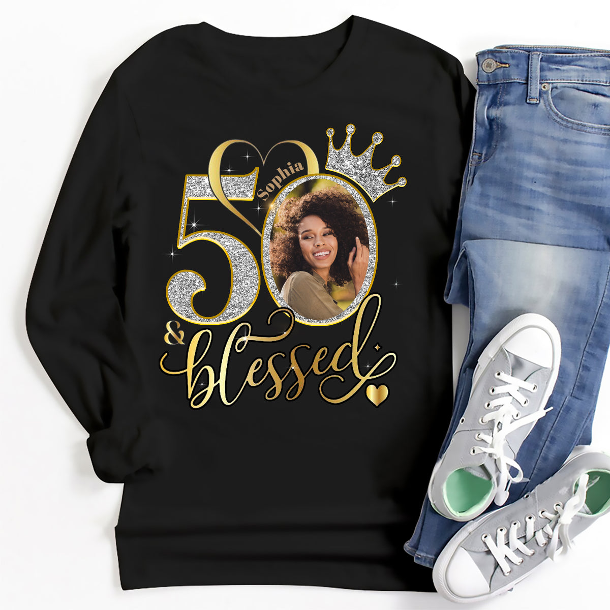 Personalized 50th birthday gifts ideas 50th birthday shirt for her, turning 50 shirts, cusstom photo 50th birthday t shirts for woman-YPT-ALK