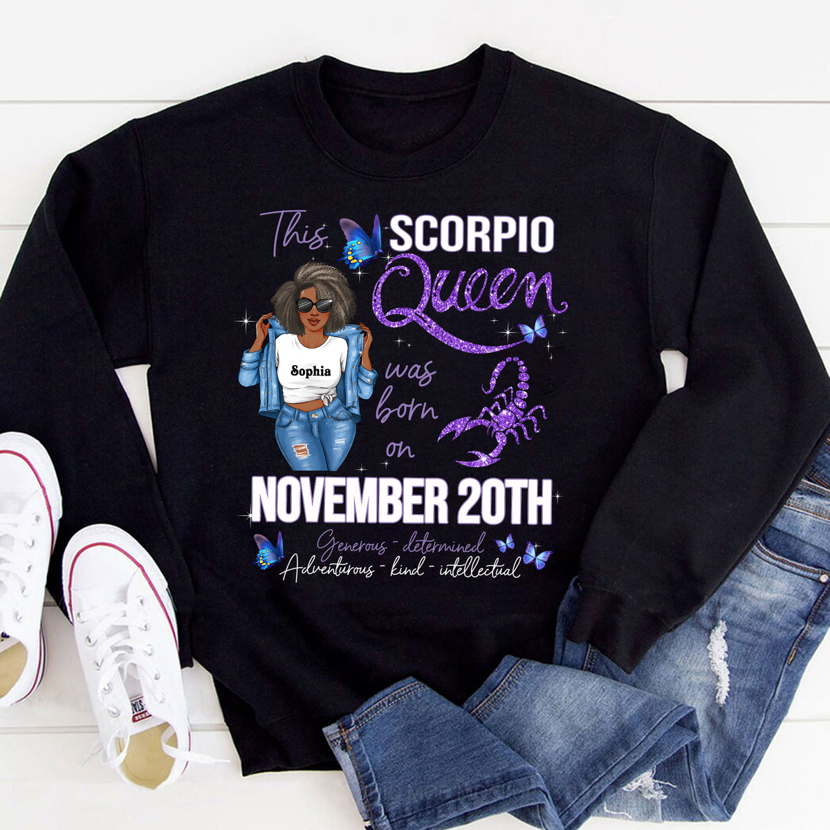 Personalized Scorpio shirt, Scorpio Birthday T Shirt, customize birthday shirt for woman, Scorpio t shirts for ladies, Scorpio queen t shirt, Scorpio Queen Birthday shirt-YPT-ALK