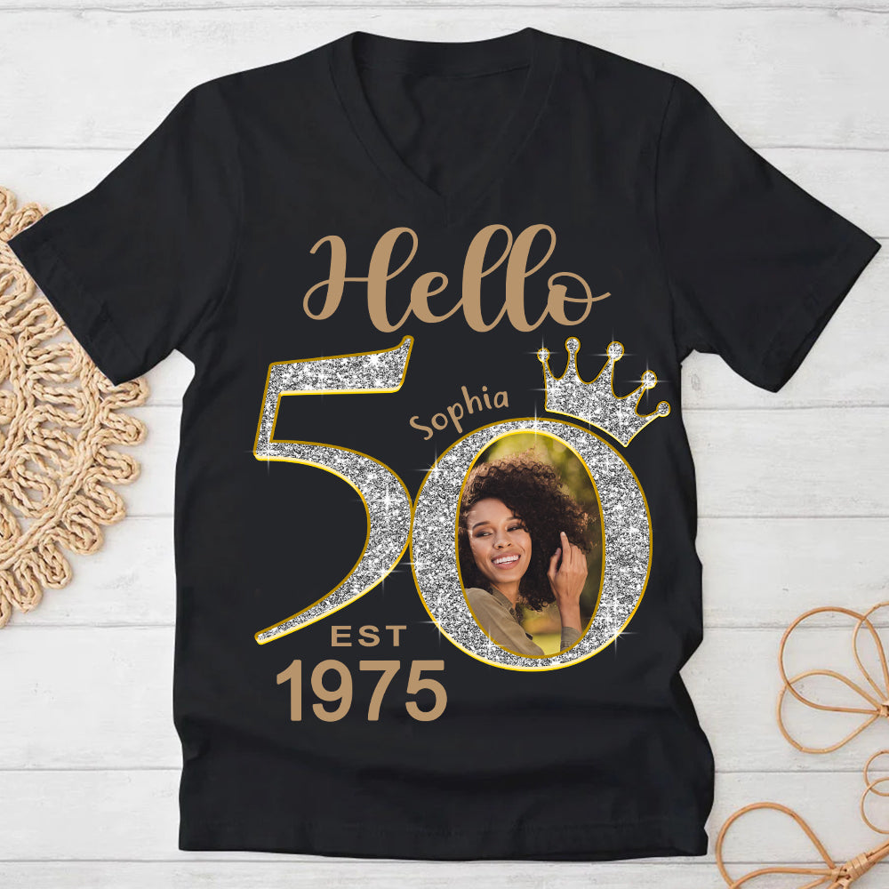 Custom Face Photo 50&#39;s Birthday Shirt, 50th Birthday Unique T Shirt For Woman, Custom Birthday Shirt, Her Gifts For 50 Years Old, Custom Picture Tee, Personalized Birthday Shirt-YPT-HCT