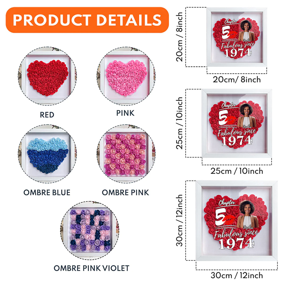 Personalized Flower Shadow Box - Gifts For Women Turning 50 - HMT