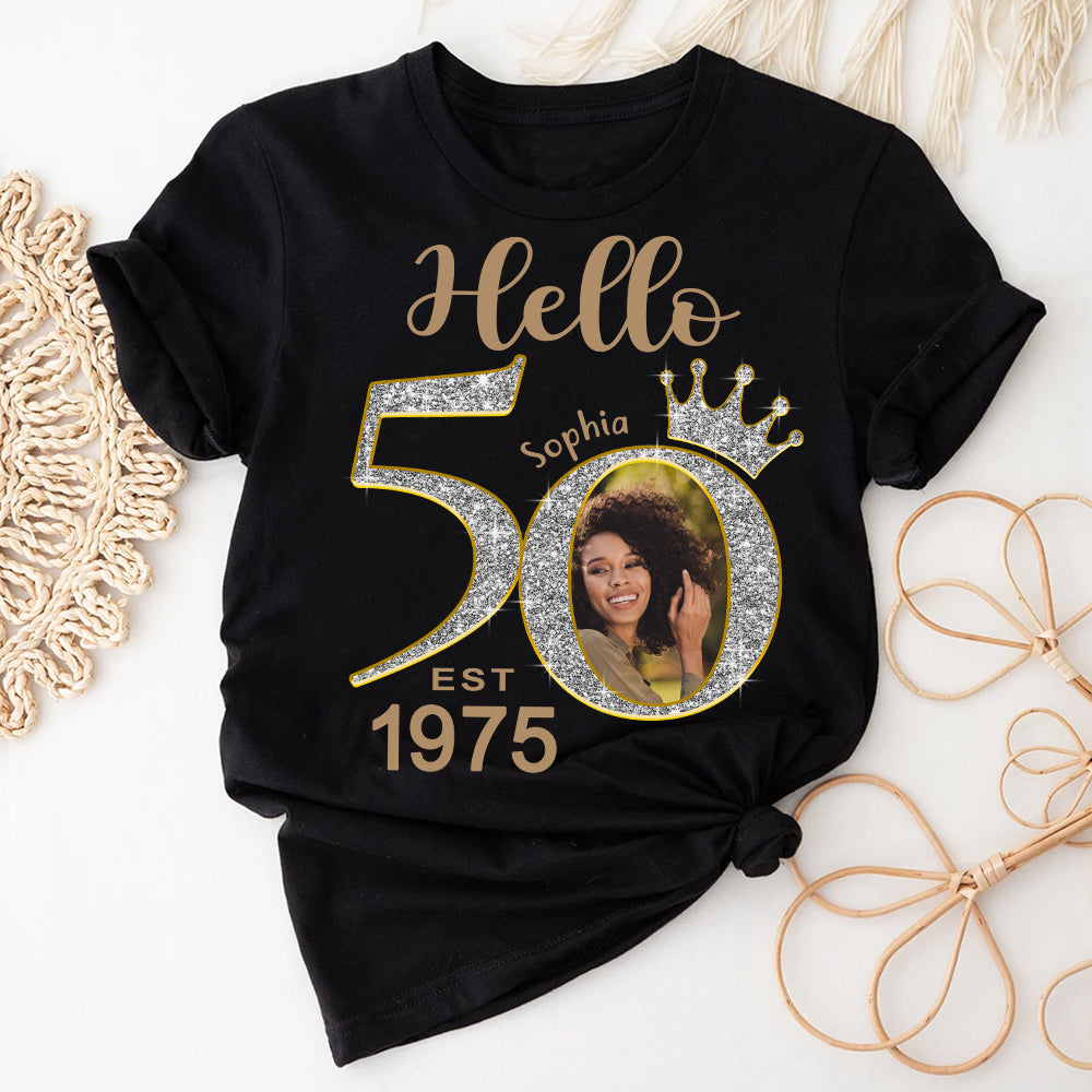 Custom Face Photo 50&#39;s Birthday Shirt, 50th Birthday Unique T Shirt For Woman, Custom Birthday Shirt, Her Gifts For 50 Years Old, Custom Picture Tee, Personalized Birthday Shirt-YPT-HCT
