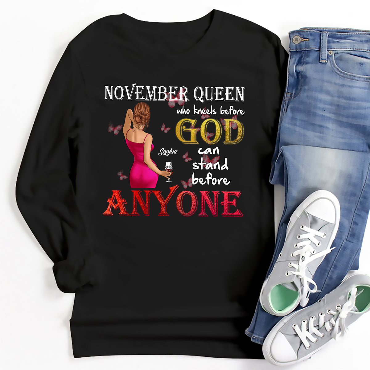 Personalized November T Shirt, Custom November Birthday Shirt For Woman, Queens Are Born In November Gifts, Melanin Afro Woman Shirt, Black Girl Tee, Afro Queen Gift-YPT-ALK