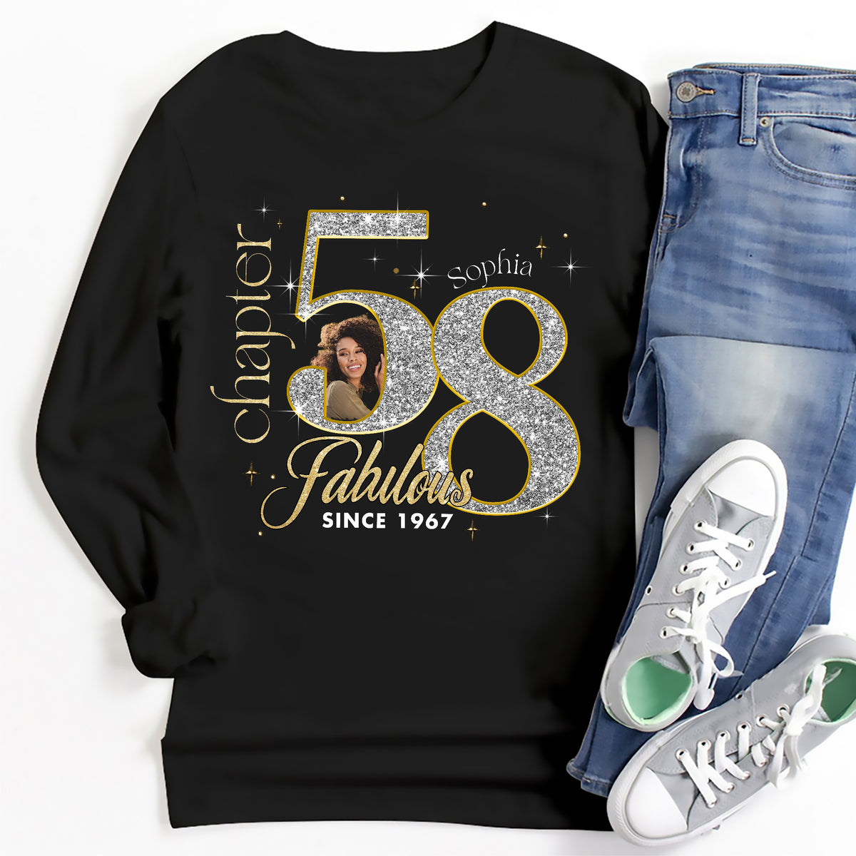 Custom Face Photo 58&#39;s Birthday Shirt, Fabulous Since 1967 58th Birthday Unique T Shirt For Woman, Custom Birthday Shirt, Her Gifts For 58 Years Old , Turning 58 Birthday Cotton Shirt-YPT-ALK
