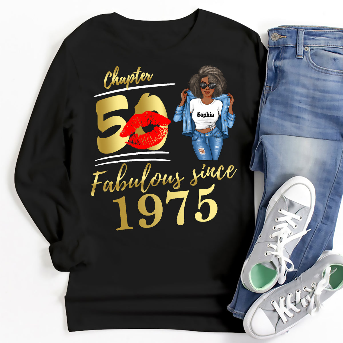 Personalized Chapter 50, Fabulous Since 1975 50th Birthday Unique T Shirt For Woman, Custom Birthday Shirt, Her Gifts For 50 Years Old , Turning 50 Birthday Cotton Shirt-YPT-ALK