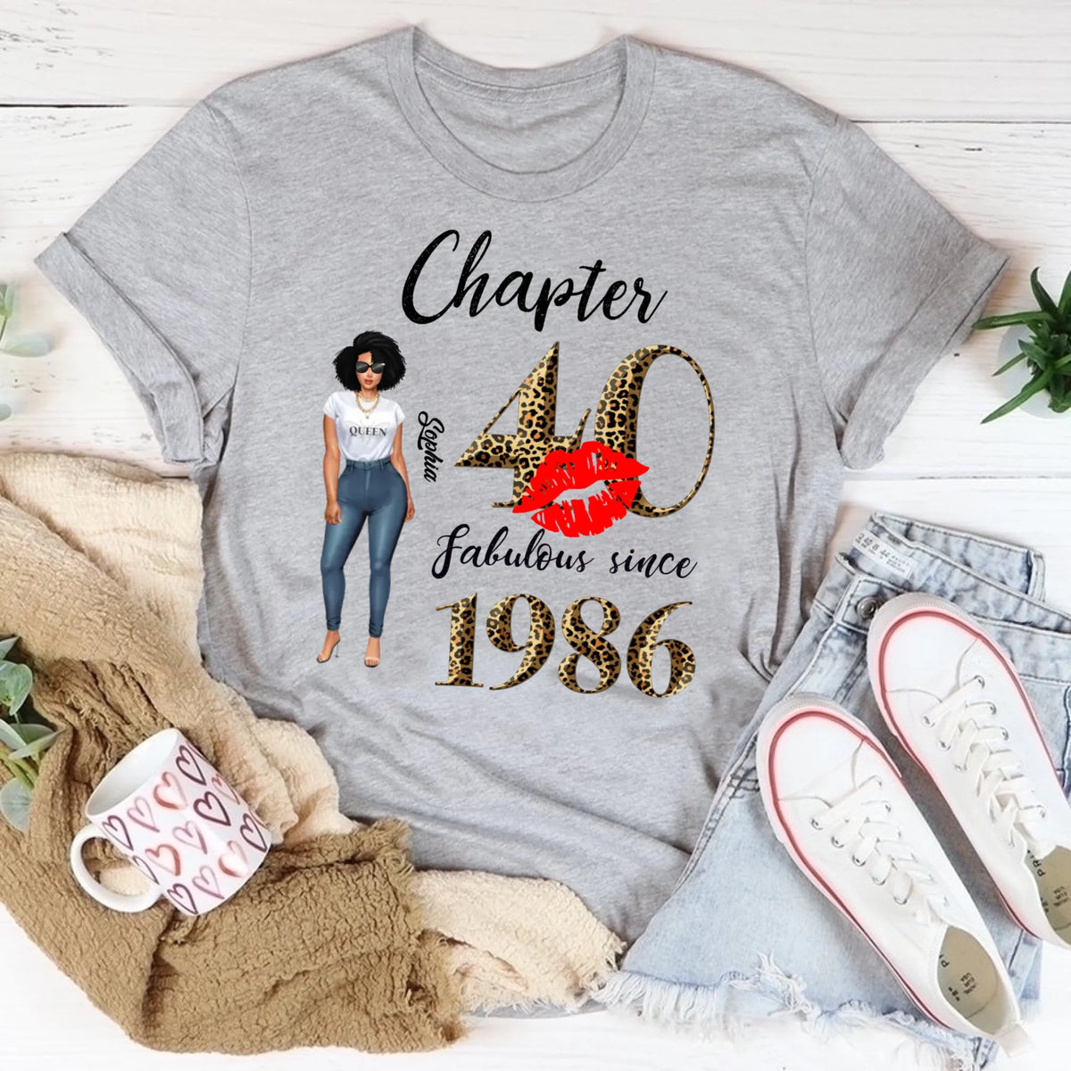 Chapter 40, Fabulous Since 1986 40th Birthday Unique T Shirt For Woman, Custom Birthday Shirt, Her Gifts For 40 Years Old , Turning 40 Birthday Cotton Shirt