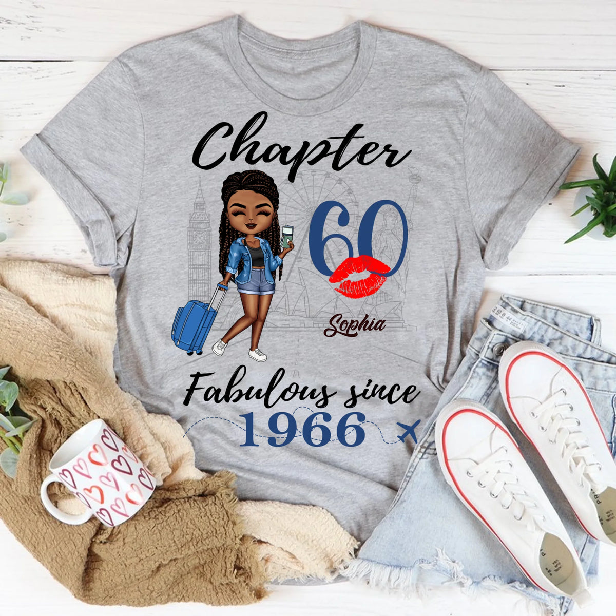 Chapter 60, Fabulous Since 1966 60th Birthday Unique T Shirt For Woman, Custom Birthday Shirt, Her Gifts For 60 Years Old , Turning 60 Birthday Cotton Shirt