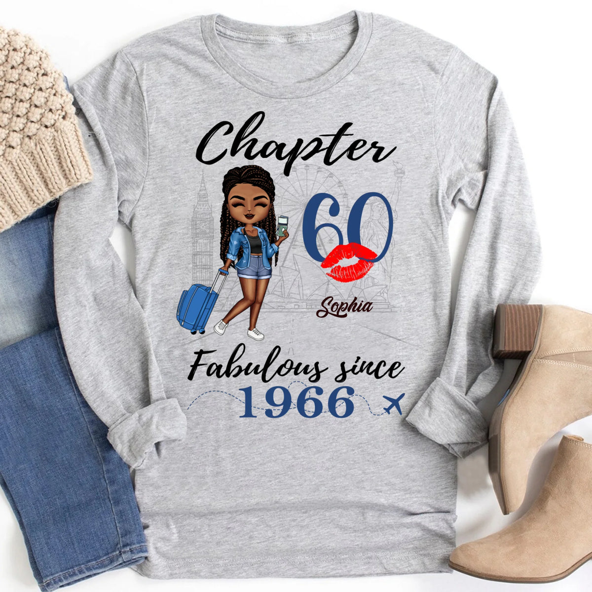 Chapter 60, Fabulous Since 1966 60th Birthday Unique T Shirt For Woman, Custom Birthday Shirt, Her Gifts For 60 Years Old , Turning 60 Birthday Cotton Shirt