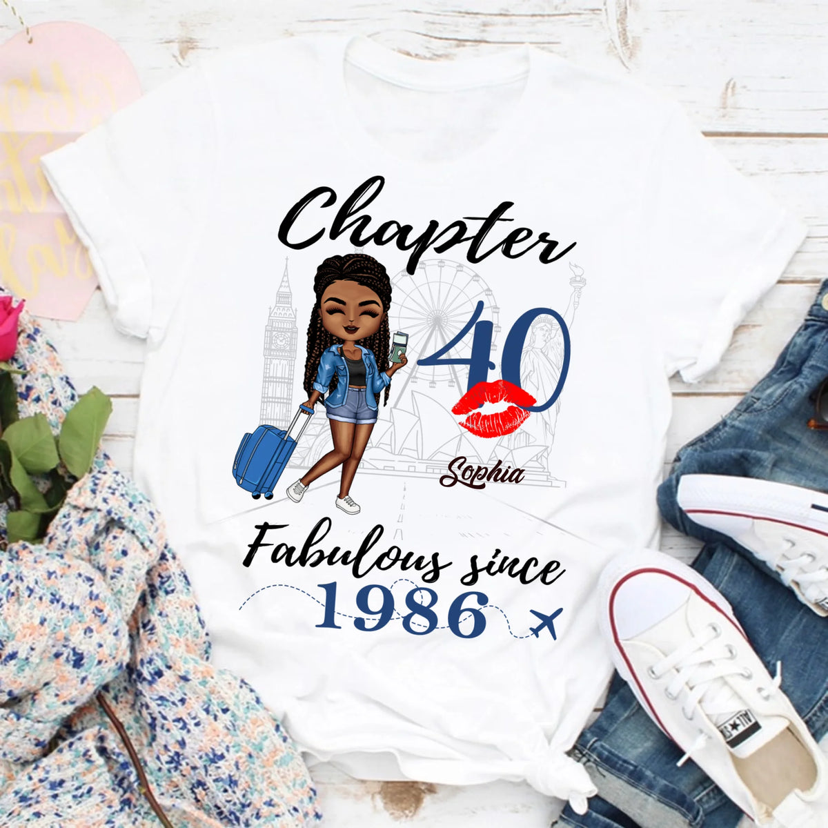 Chapter 40, Fabulous Since 1986 40th Birthday Unique T Shirt For Woman, Custom Birthday Shirt, Her Gifts For 40 Years Old , Turning 40 Birthday Cotton Shirt