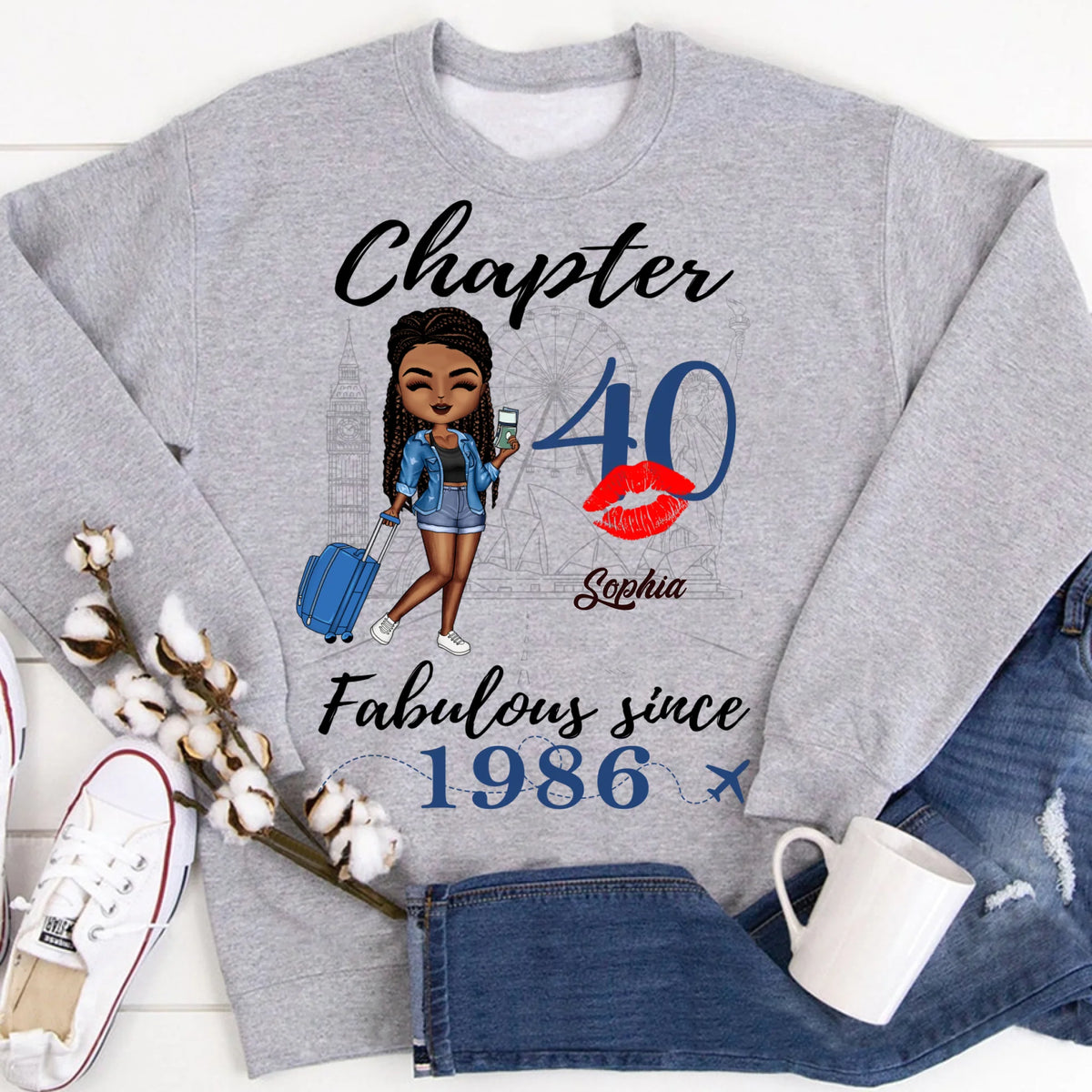 Chapter 40, Fabulous Since 1986 40th Birthday Unique T Shirt For Woman, Custom Birthday Shirt, Her Gifts For 40 Years Old , Turning 40 Birthday Cotton Shirt