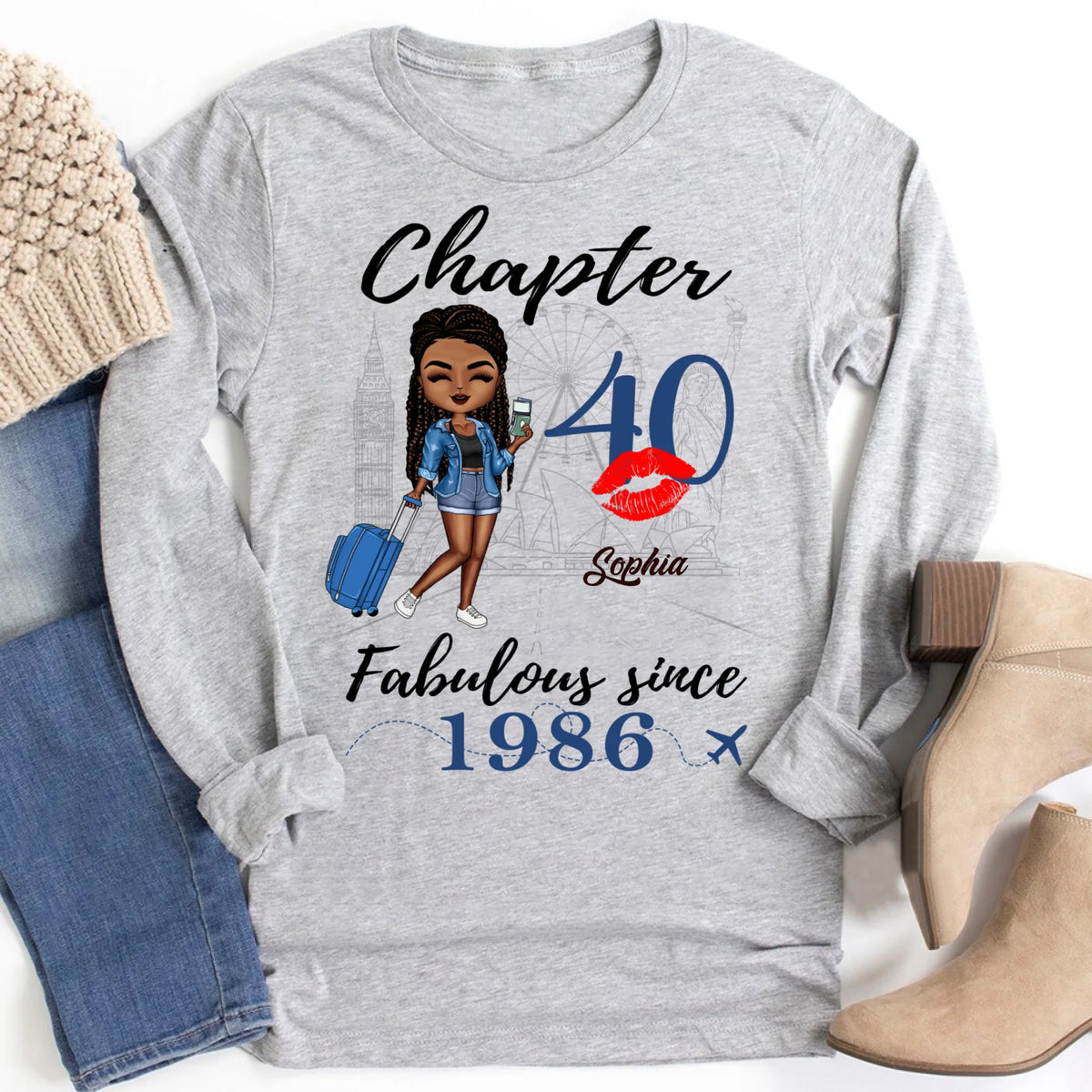 Chapter 40, Fabulous Since 1986 40th Birthday Unique T Shirt For Woman, Custom Birthday Shirt, Her Gifts For 40 Years Old , Turning 40 Birthday Cotton Shirt