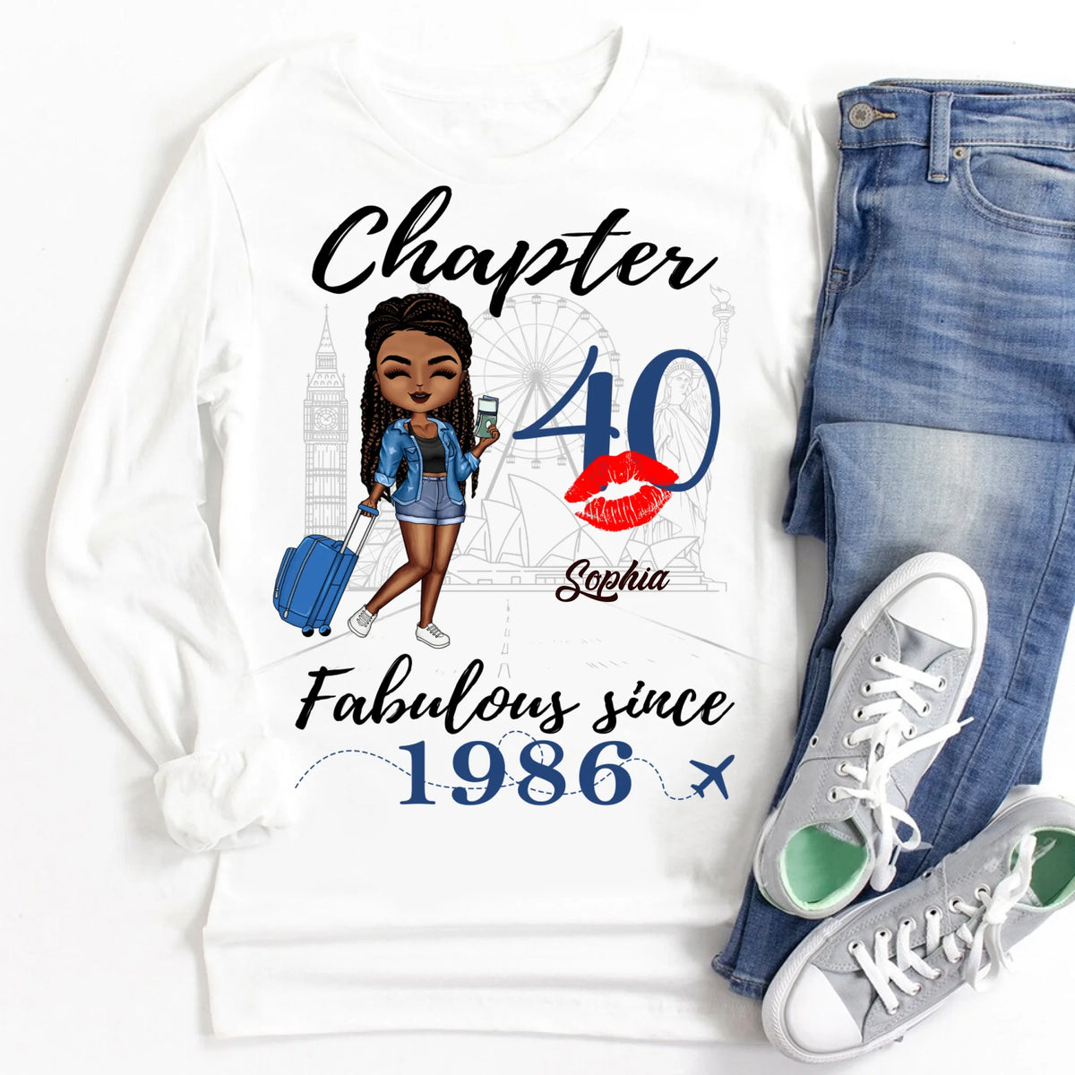 Chapter 40, Fabulous Since 1986 40th Birthday Unique T Shirt For Woman, Custom Birthday Shirt, Her Gifts For 40 Years Old , Turning 40 Birthday Cotton Shirt