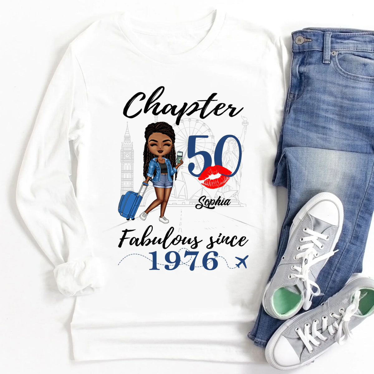 Chapter 50, Fabulous Since 1976 50th Birthday Unique T Shirt For Woman, Custom Birthday Shirt, Her Gifts For 50 Years Old , Turning 50 Birthday Cotton Shirt