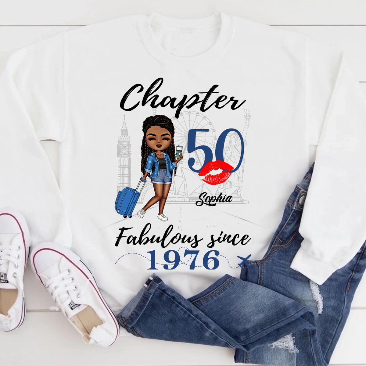 Chapter 50, Fabulous Since 1976 50th Birthday Unique T Shirt For Woman, Custom Birthday Shirt, Her Gifts For 50 Years Old , Turning 50 Birthday Cotton Shirt