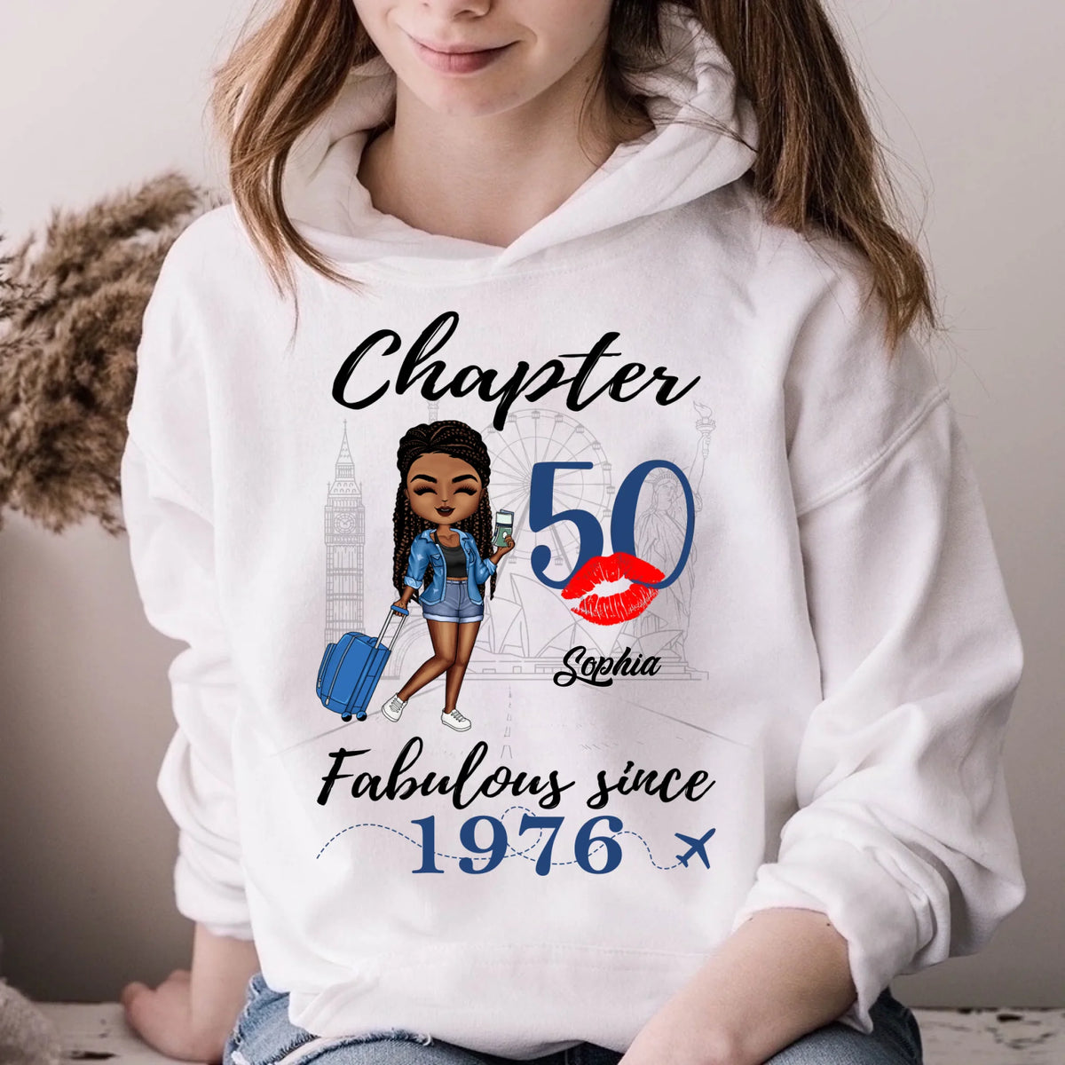 Chapter 50, Fabulous Since 1976 50th Birthday Unique T Shirt For Woman, Custom Birthday Shirt, Her Gifts For 50 Years Old , Turning 50 Birthday Cotton Shirt