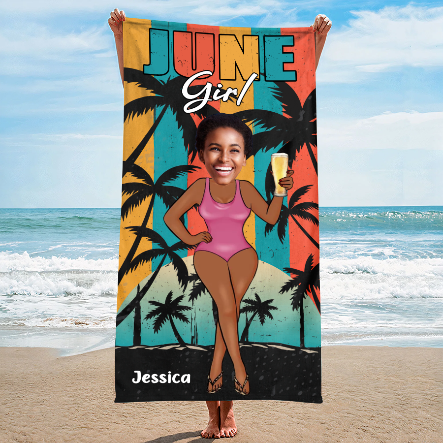 Funny Memaid Towel - Personalized Beach Towel, Birthday Gift For June Queen, June Birthday Gifts, June Birthday Gift Idea For Her