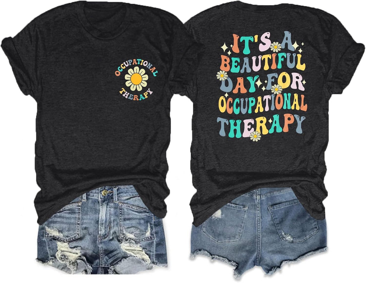 Occupational Therapy Shirts Ot Shirt Autism Awareness Tshirt Occupational Therapist Gifts Tee Casual Short Sleeve Tops