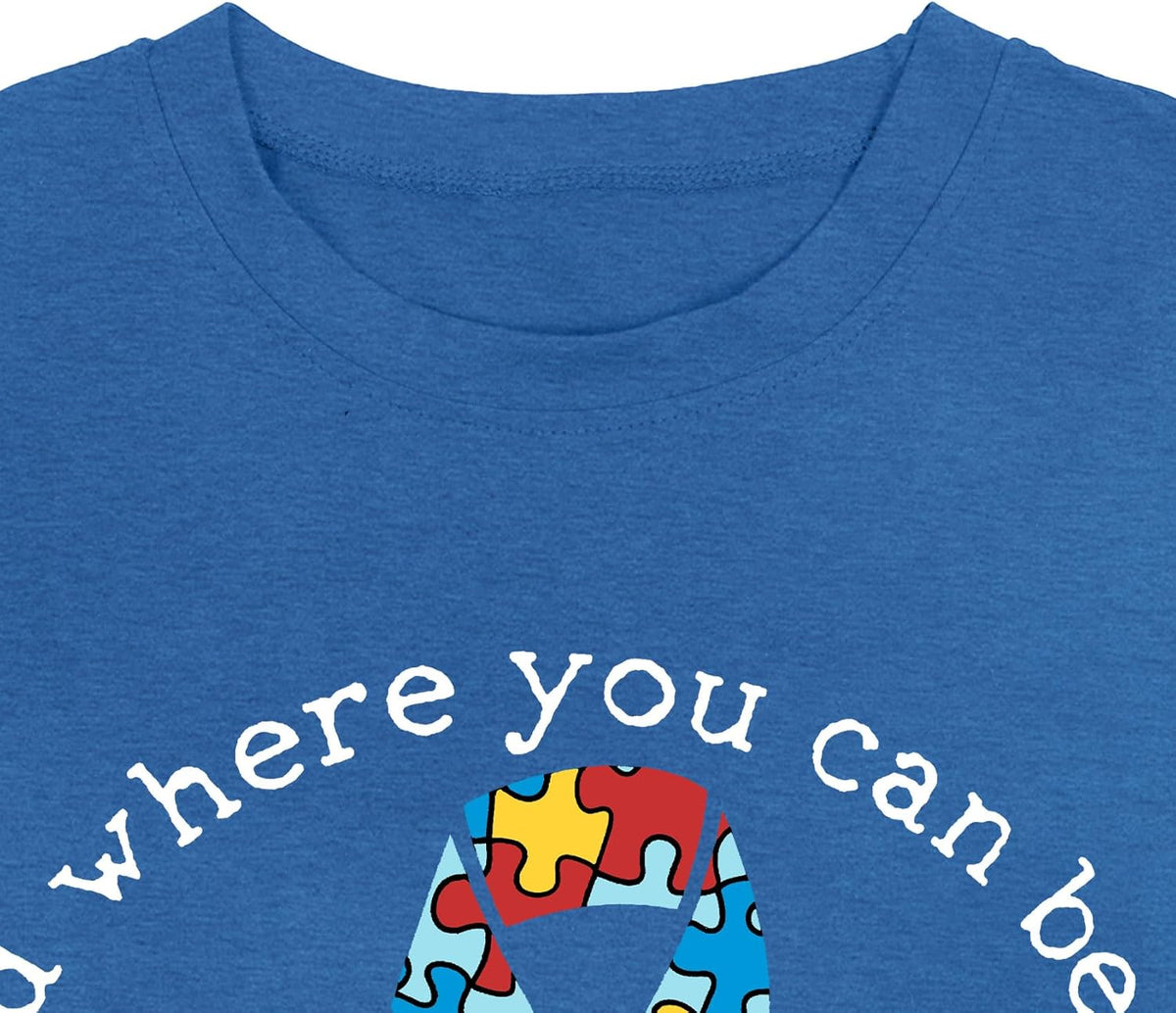 Plus Size Autism Awareness Shirts for Women Be Kind Kindness Tees Awareness Ribbon Support Tops