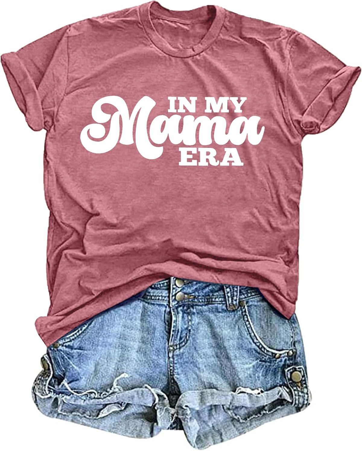 in My Mom Era Shirt Women: Mama T Shirt Mom Life Tops Funny Letter Print Casual Tees