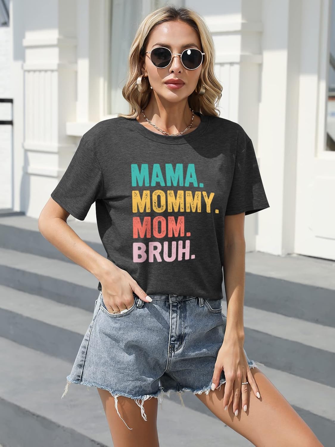 Mama Shirt for Women Mama Mommy Mom Bruh Mother&#39;s Day T Shirts Funny Short Sleeve Casual Tops Tees Mother Shirt
