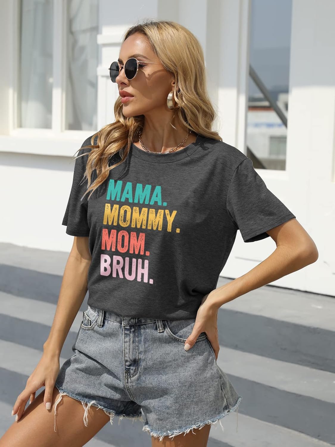 Mama Shirt for Women Mama Mommy Mom Bruh Mother&#39;s Day T Shirts Funny Short Sleeve Casual Tops Tees Mother Shirt