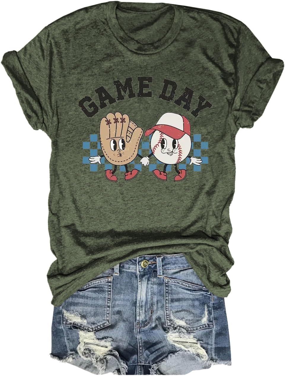 Women&#39;s Baseball Game Day T-Shirt Casual Short Sleeve Family Sports Mother&#39;s Day Mom Graphic Tees Tops