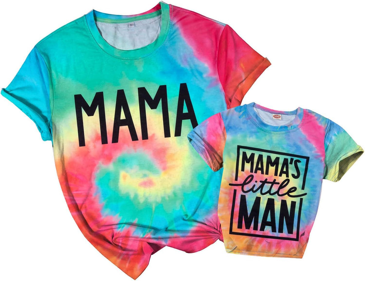 Mom and Son Matching Outfits Mama and Mama&#39;s Litter Man Print Shirts Cute Mom and Son Mothers Gifts