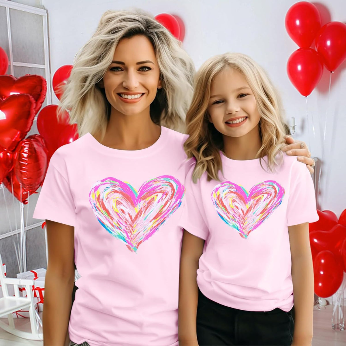 Mommy and Me Valentines Outfits: Valentines Shirt Women Love Heart Mom and Baby Matching Outfits