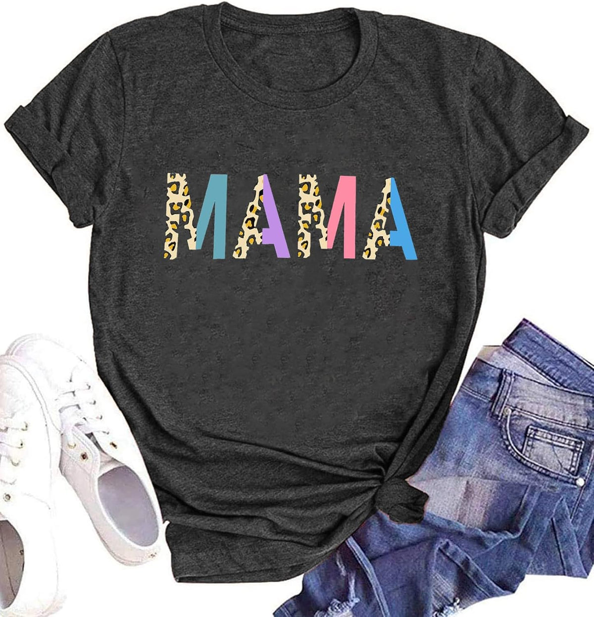 Mama Shirt Letter Printed Mom Life Tshirts Mom Mama Floral Wild Flowers Casual Short Sleeve Mother&#39;s Day Tee Tops