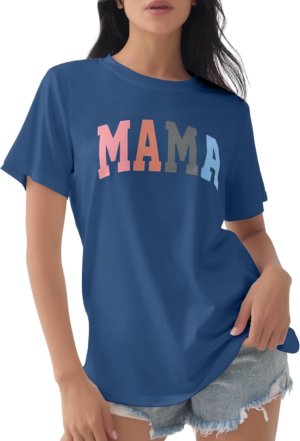 GGOV Mama Shirt Mom Letter Print Tops Mother&#39;s Day Shirts Gift Casual Tee Loose Fit Short Sleeve T Shirts