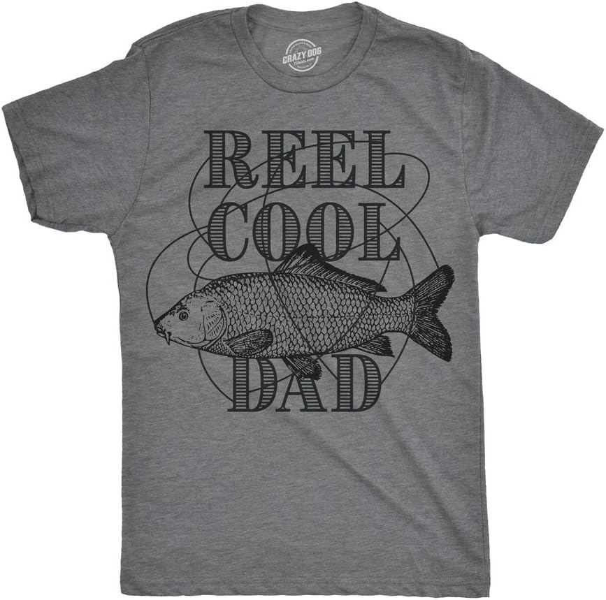 Crazy Dog Dad Fishing Shirts Funny Father&#39;s Day Reel Cool Dad Papa Grandpa Tees
