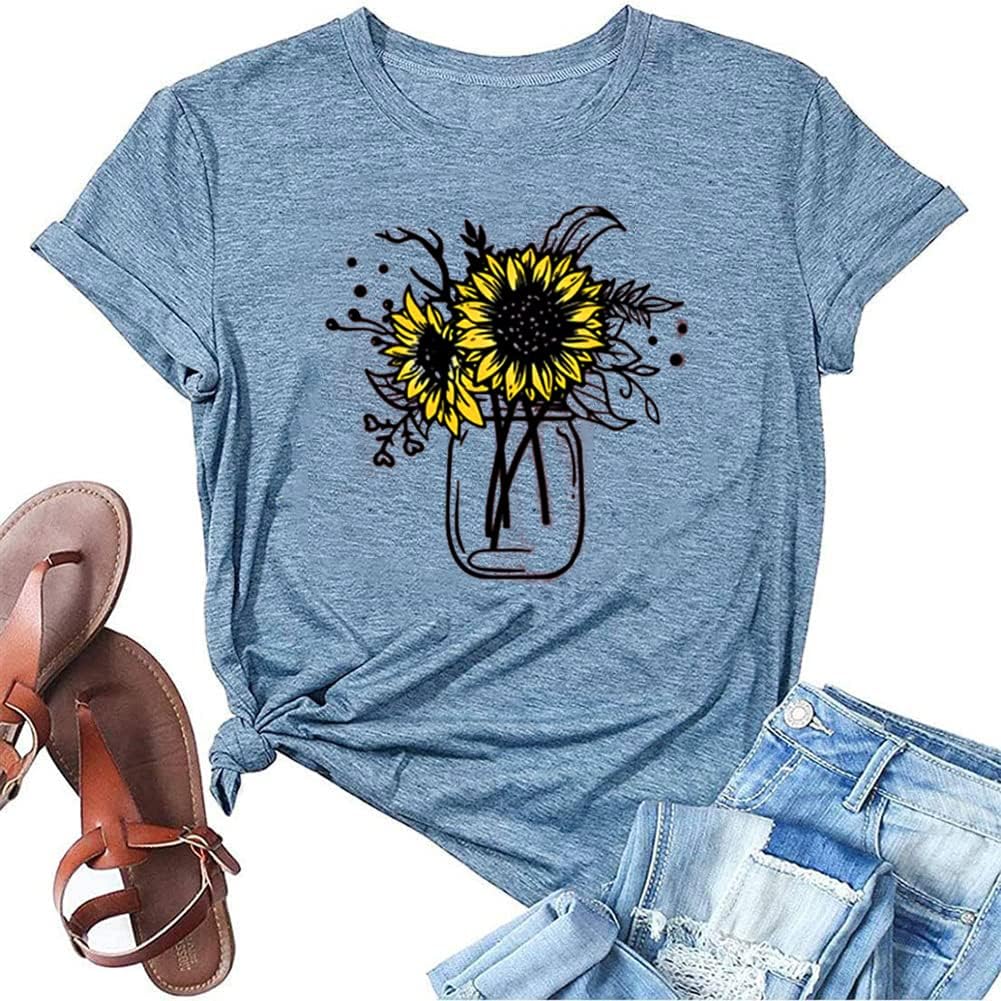 Bealatt Women&#39;s Sunflower Graphic Shirts Sunflower Pattern Print Tank Tops Casual Sleeveless Summer Tops Holiday Tee Shirt Mother Shirt