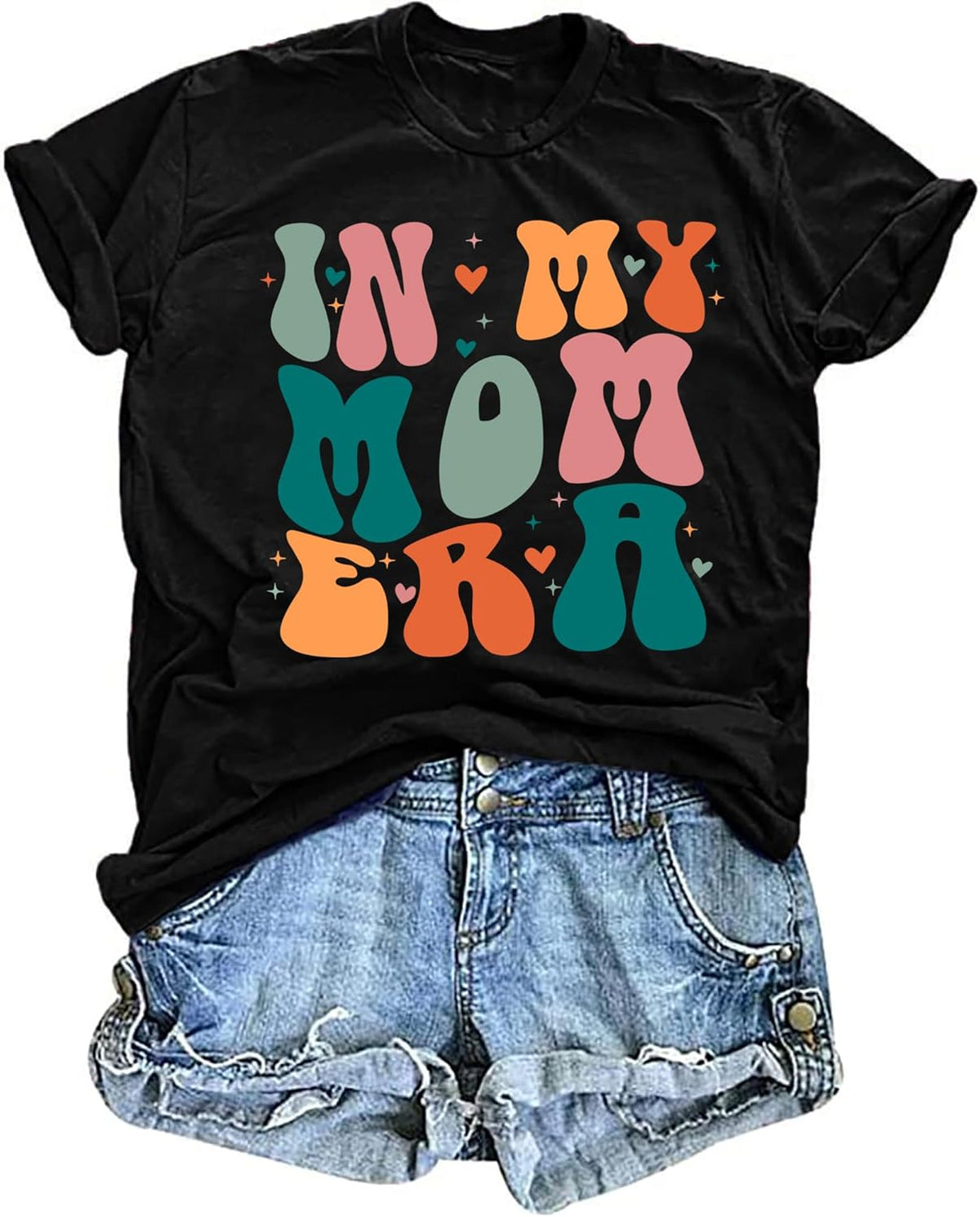 in My Mom Era Shirt Women: Mama T Shirt Mom Life Tops Funny Letter Print Casual Tees