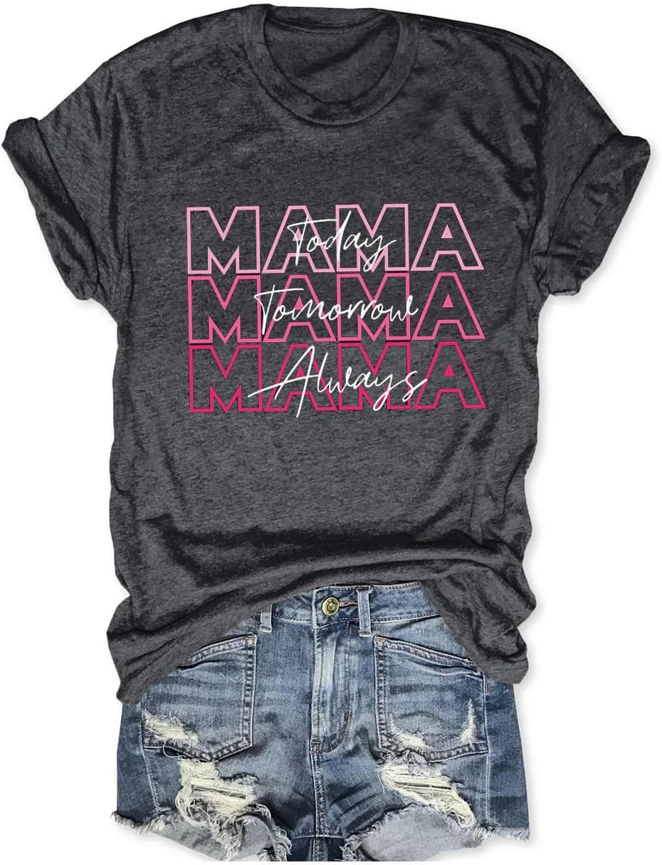 Womens Boy Mama Shirt Casual Letter Printed Boy Mom T-Shirts Short Sleeve Mother&#39;s Day Graphic Tee Tops Mother Shirt