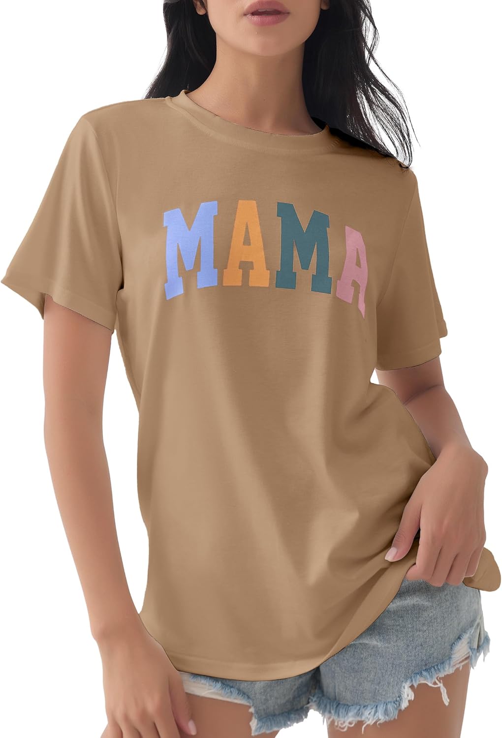 GGOV Mama Shirt Mom Letter Print Tops Mother&#39;s Day Shirts Gift Casual Tee Loose Fit Short Sleeve T Shirts