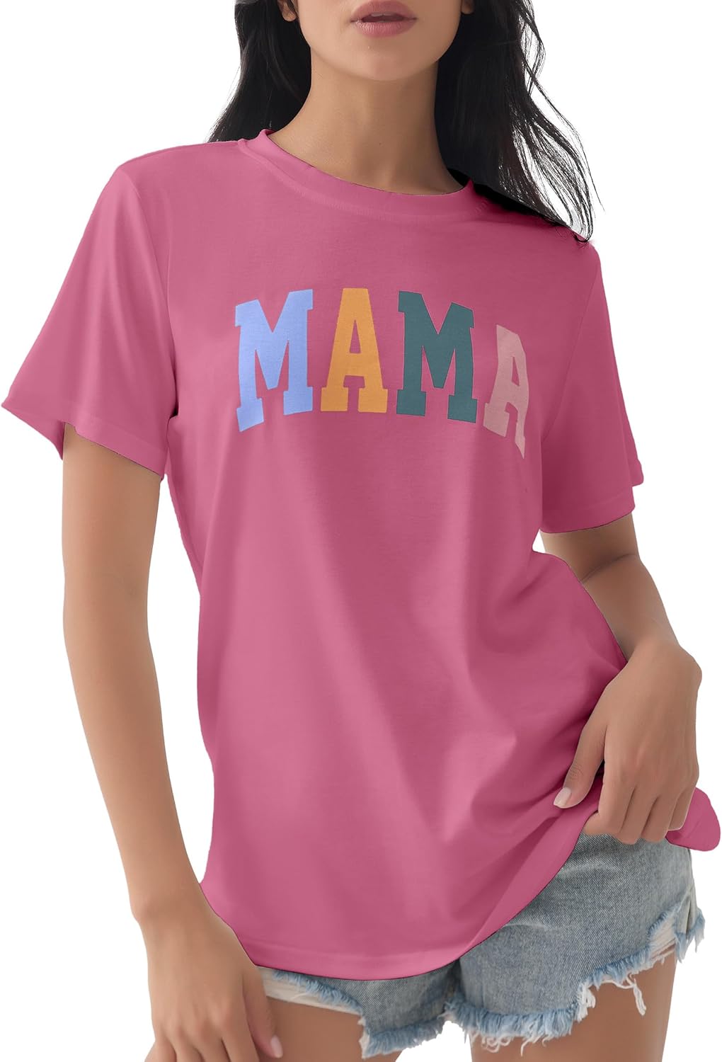 GGOV Mama Shirt Mom Letter Print Tops Mother&#39;s Day Shirts Gift Casual Tee Loose Fit Short Sleeve T Shirts