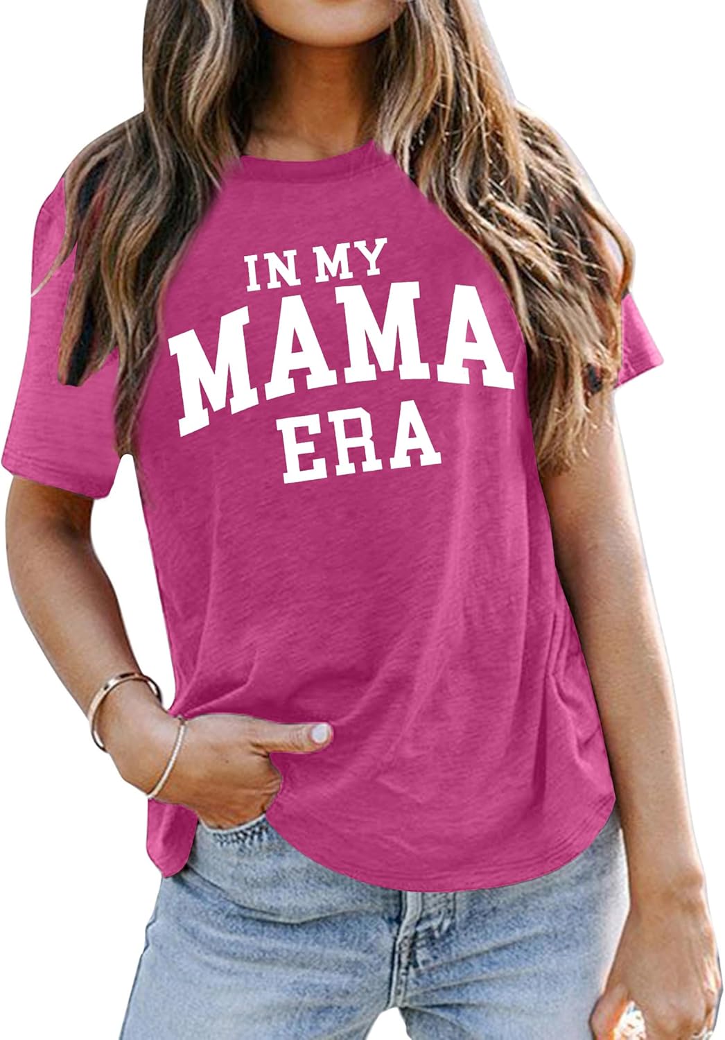 in My Mom Era Shirt Women: Mama T Shirt Mom Life Tops Funny Letter Print Casual Tees