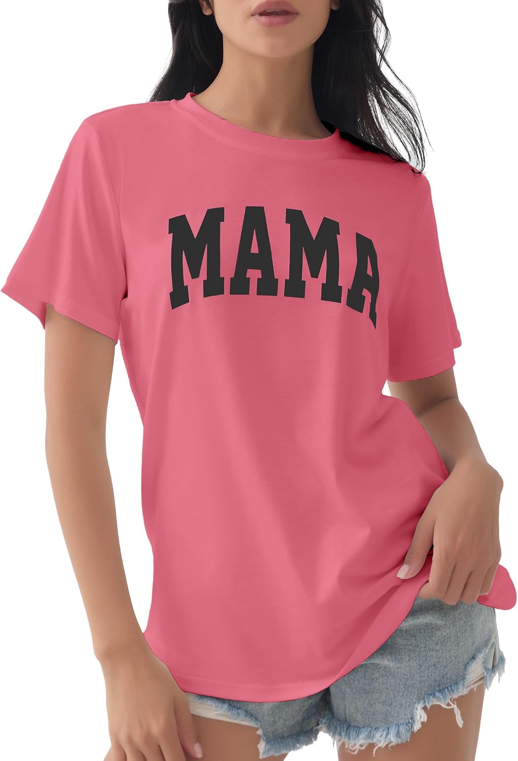GGOV Mama Shirt Mom Letter Print Tops Mother&#39;s Day Shirts Gift Casual Tee Loose Fit Short Sleeve T Shirts