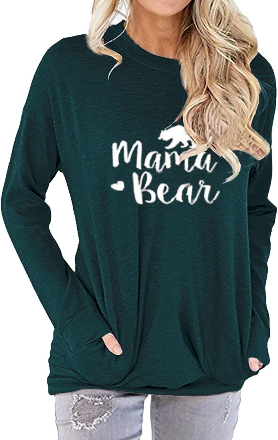 Nlife Mama Bear Mothers Day Shirt for Gifts Moms Graphic Tees with Sayings Womens Tshirts Tops