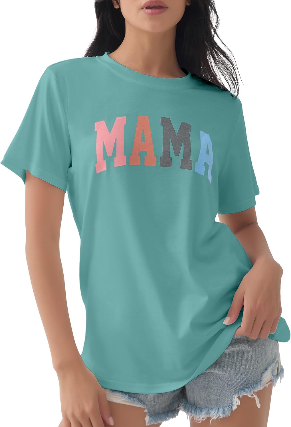 GGOV Mama Shirt Mom Letter Print Tops Mother&#39;s Day Shirts Gift Casual Tee Loose Fit Short Sleeve T Shirts
