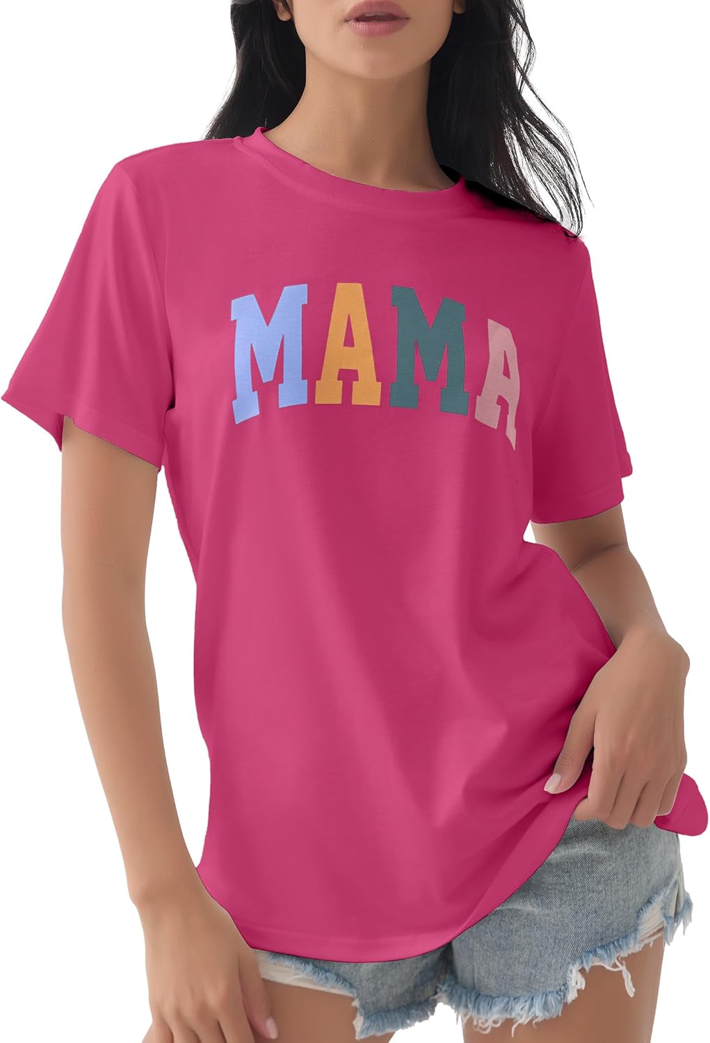 GGOV Mama Shirt Mom Letter Print Tops Mother&#39;s Day Shirts Gift Casual Tee Loose Fit Short Sleeve T Shirts