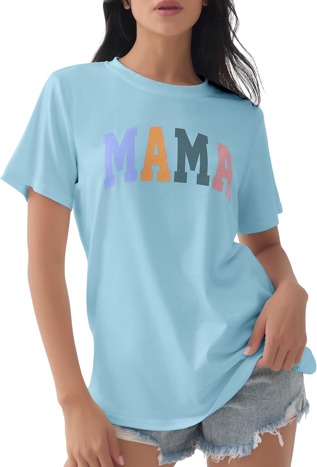 GGOV Mama Shirt Mom Letter Print Tops Mother&#39;s Day Shirts Gift Casual Tee Loose Fit Short Sleeve T Shirts