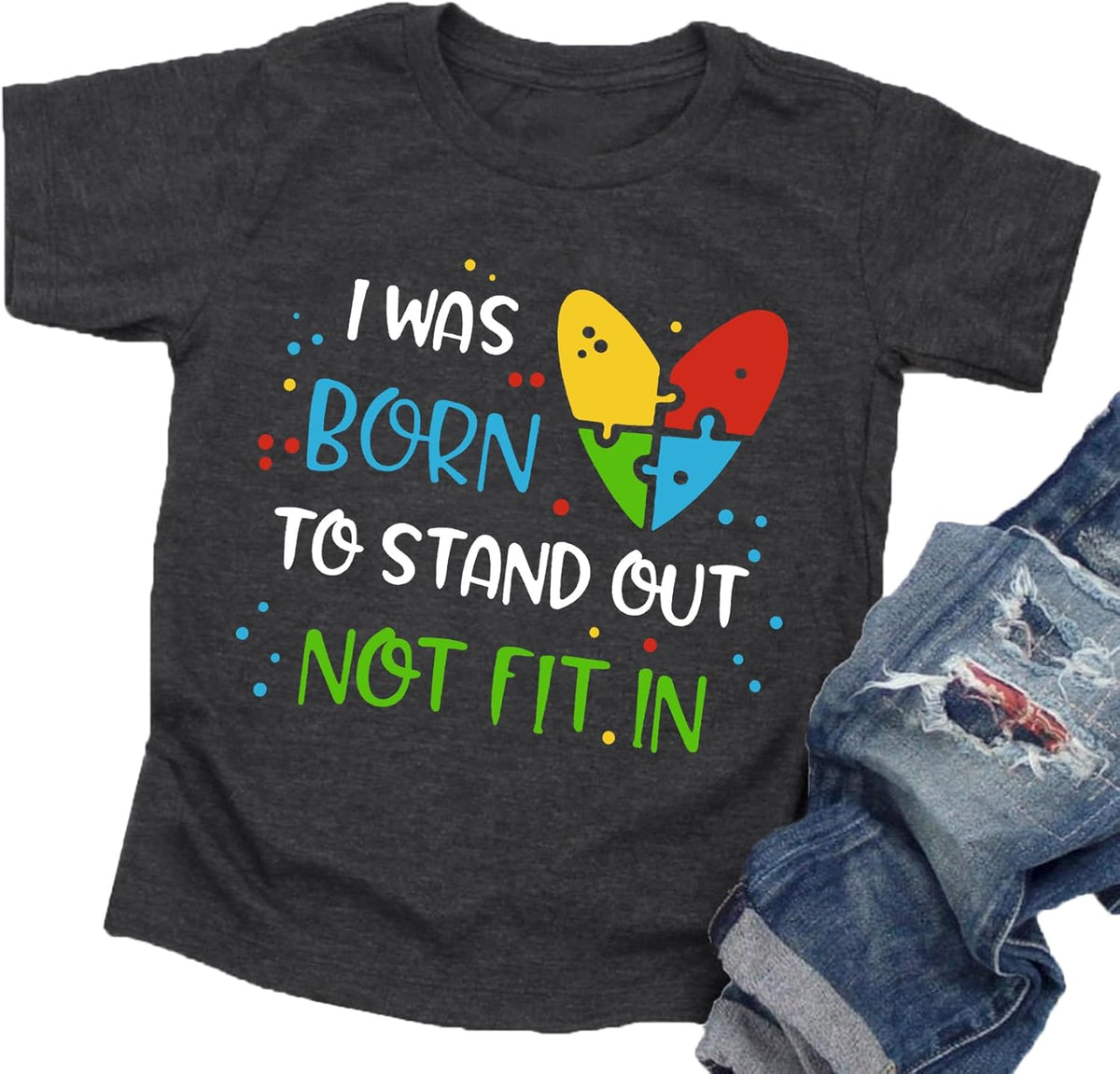 Autism Awareness T-Shirt Kids Puzzle Heart Graphic Tee Autism Support Tshirt Toddler Mental Health Tops